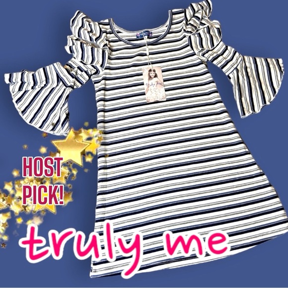 Truly Me Other - 🎉HOST PICK🎉NWT Truly Me Girls By Sara Sara Stripped Ruffle Sleeve Dress. 10